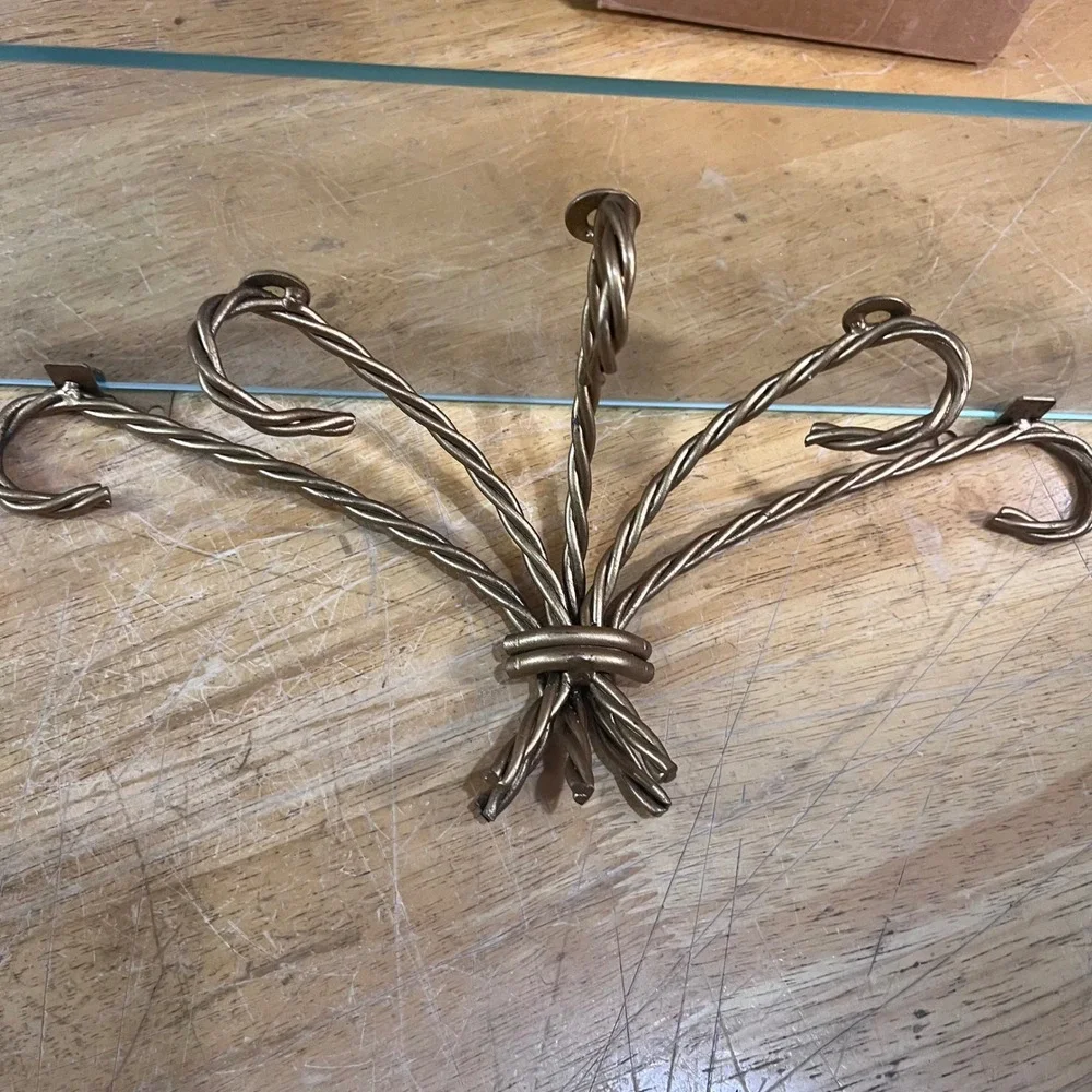 Vtg Homco Gold Twisted Metal Glass Wall Shelf Hollywood Regency MCM 18